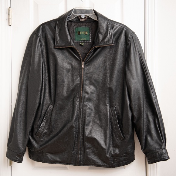 DANIER Men's Black Leather Jacket Size XL- Removable Layers VINTAGE High Quality - Picture 1 of 8